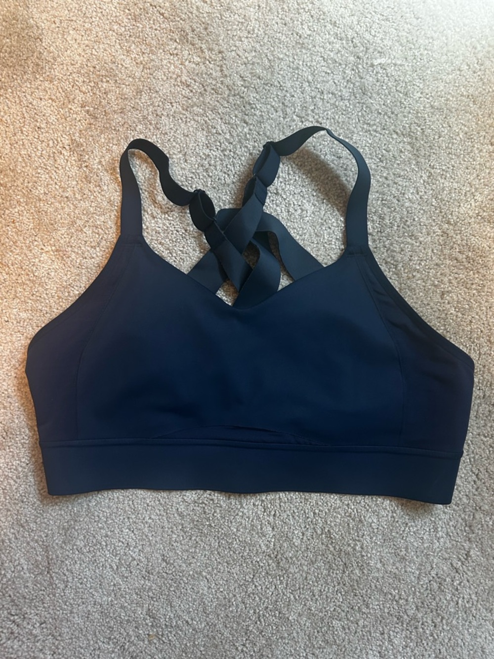 Brooks Navy Crisscross-Back Sports Bra